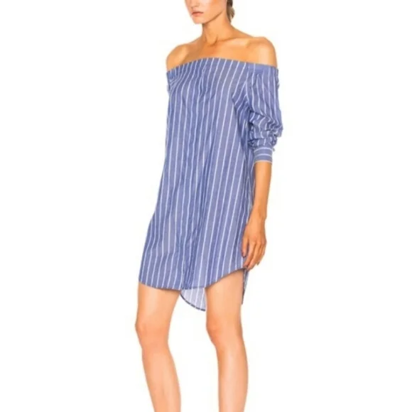 Equipment Femme Gretchen Off-the-shoulder Tunic Dress Shirtdress NWT S Small - Picture 2 of 9